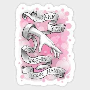 thank you for washing your hands, pink bubbles Sticker